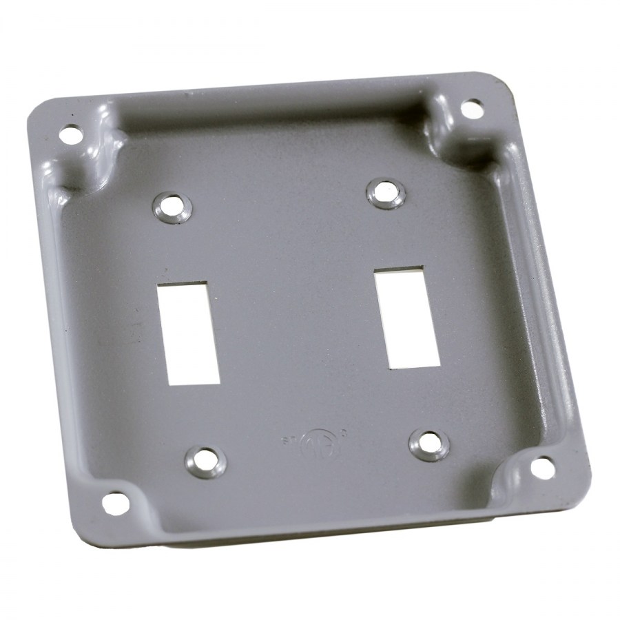 4"Square Surface Cover, Raised 1/2",2 toggle